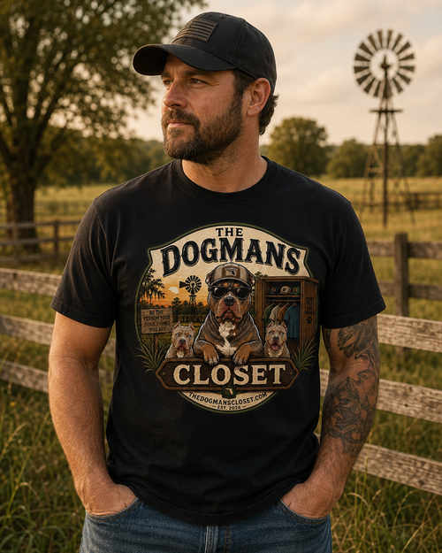 Dogman's Closet Graphic T‑Shirt — Vintage Biker Dog Design
