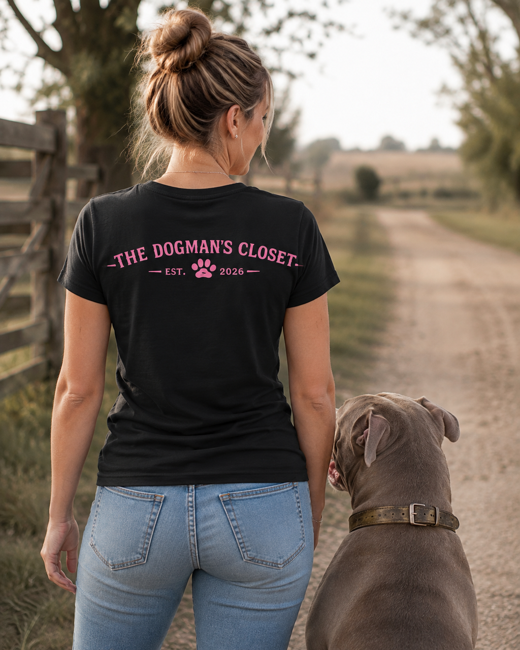 Dog Lover T-Shirt — "Easily Distracted by Dogs" Cute Pink Paw Graphic